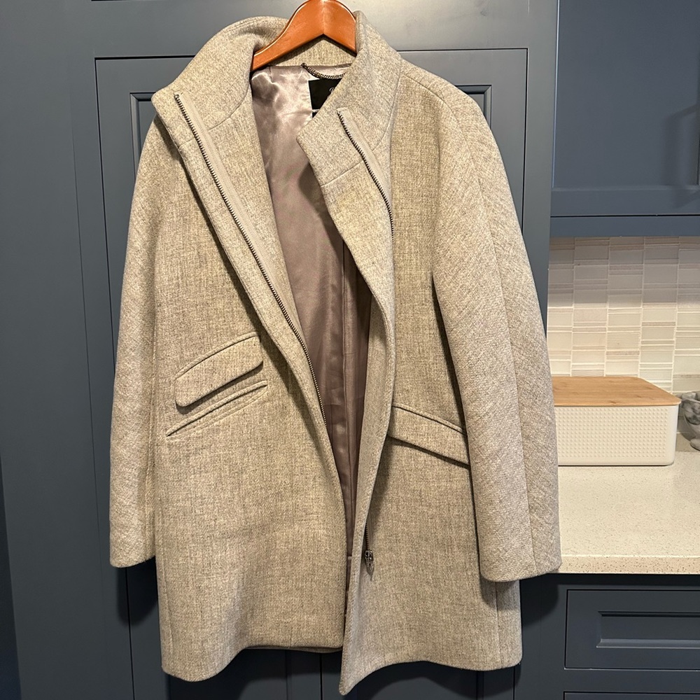 J Crew Nello Gori cocoon coat — light grey